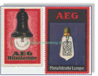 um 1913 - Reclamemarken der AEG für die Nitra- und Metalldraht-Lampe