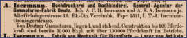 1882 - A. C. Isermann Argentur für dir Gasmotoren-Fabrik Deutz