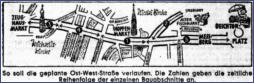 1954-03-2 - Zeichnung der Ost-West-Straße mit den Bauabschnitte (Quelle: Hamburger Abendblatt)