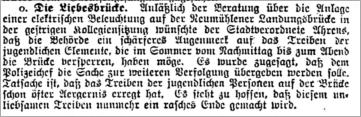 1908 - Liebesbrücke Artikel aus dem General Anzeiger für Hamburg und Altona 1908